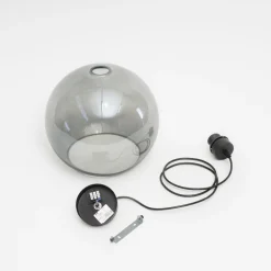 Hanglamp Cubus, rookgrijs, glas, Ø 30 cm, E27