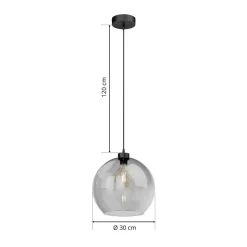 Hanglamp Cubus, rookgrijs, glas, Ø 30 cm, E27