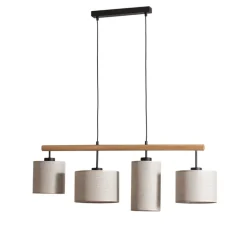 Hanglamp Deva Nature, 4-lamps, textiel
