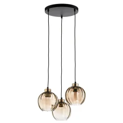 Hanglamp Devi, amber, 3-lamps, rond