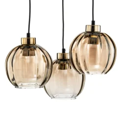Hanglamp Devi, amber, 3-lamps, rond