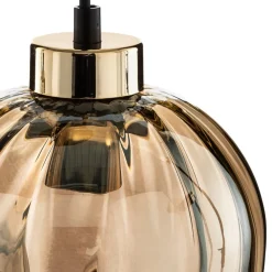 Hanglamp Devi, amber, 3-lamps, rond