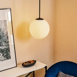 Hanglamp Dione, 1-lamp, wit/zwart 30 cm