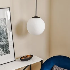 Hanglamp Dione, 1-lamp, wit/zwart 30 cm