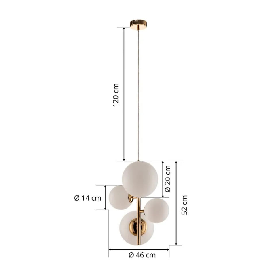 Hanglamp Dione, 4-lamps, goud