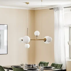 Hanglamp Dione, 6-lamps, goud