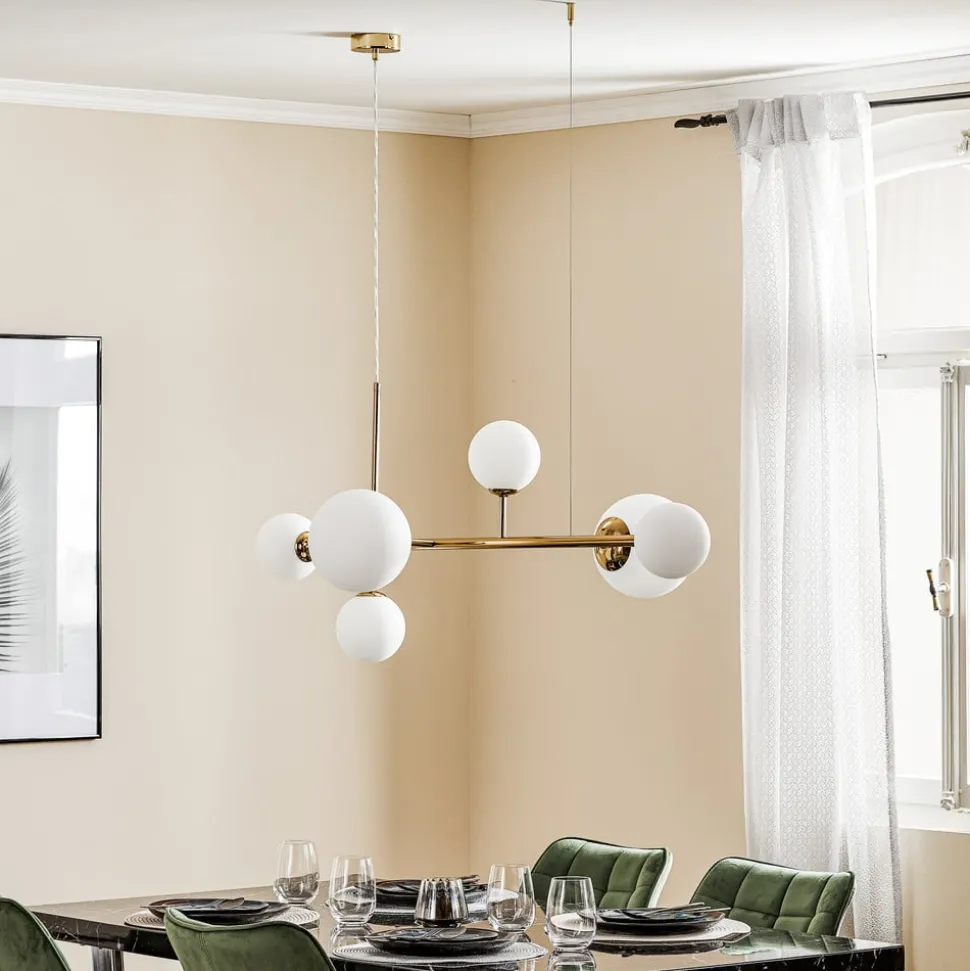 Hanglamp Dione, 6-lamps, goud