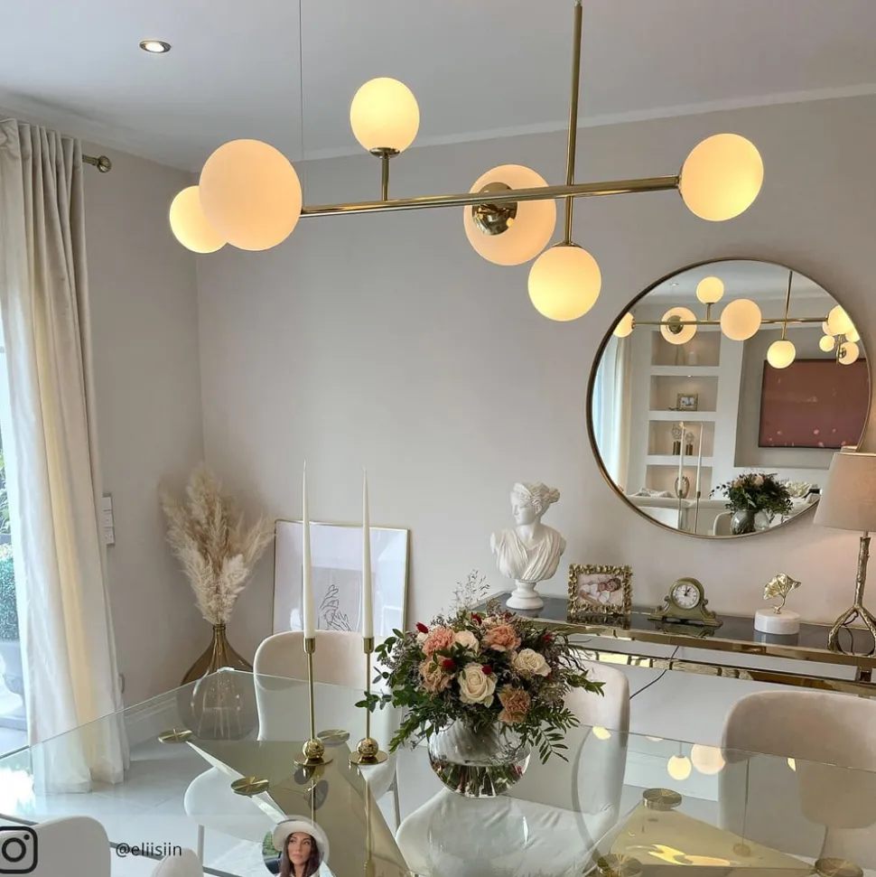 Hanglamp Dione, 6-lamps, goud