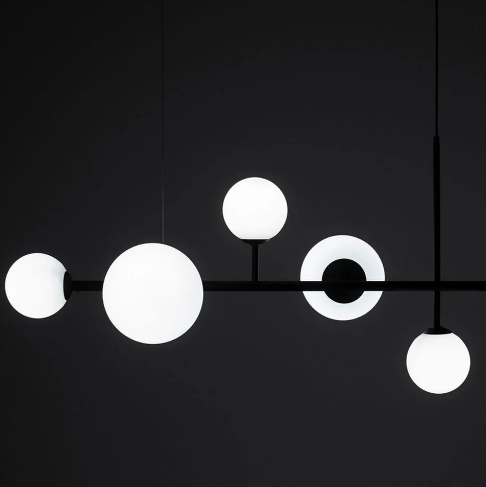 hanglamp Dione, 6-lamps, zwart