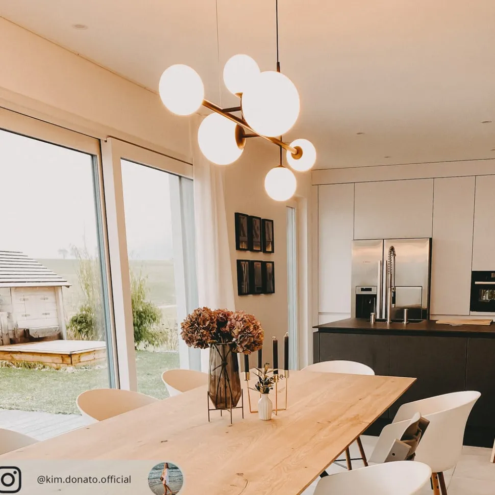 hanglamp Dione, 6-lamps, zwart