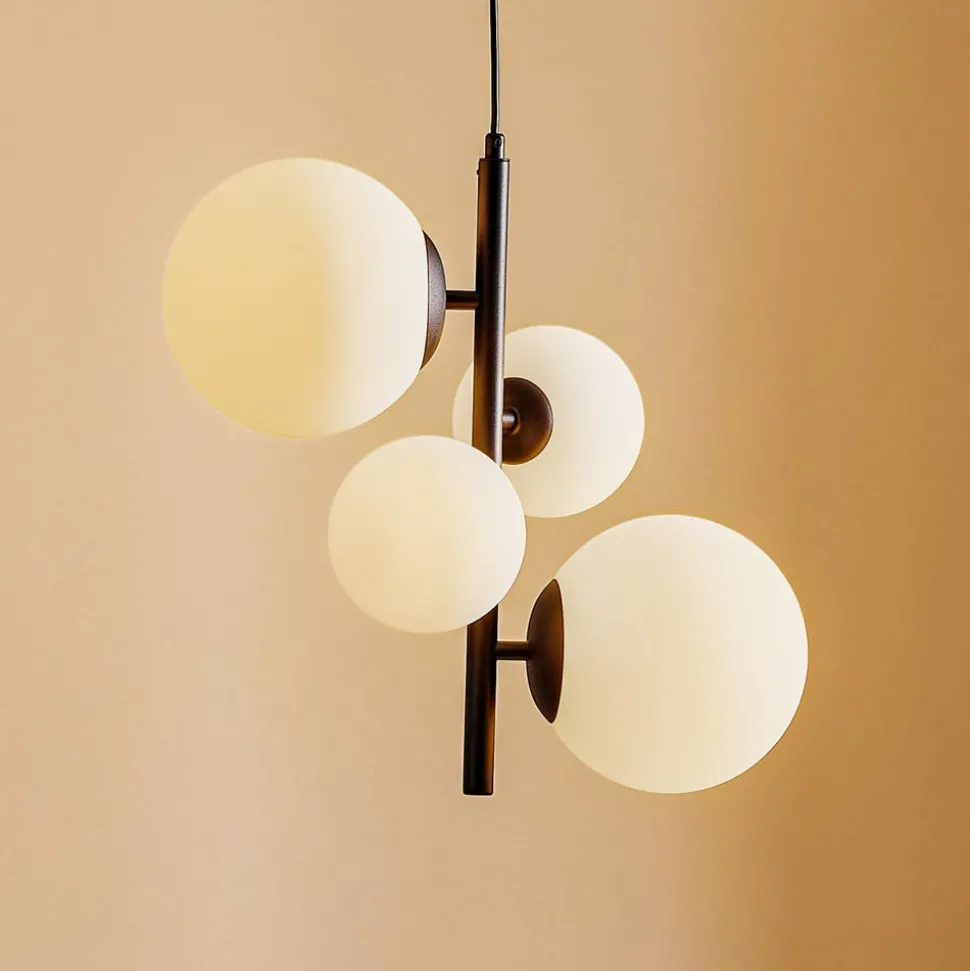 Hanglamp Dione, 4-lamps, zwart