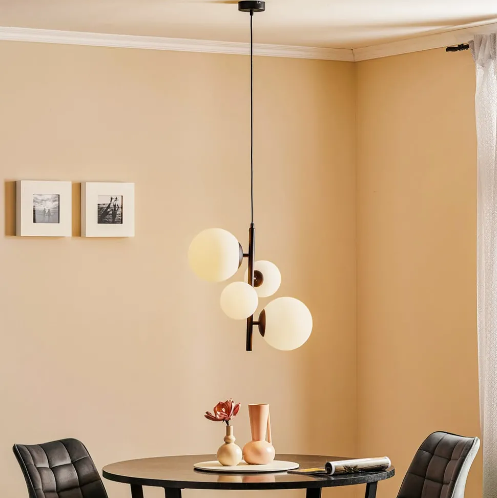 Hanglamp Dione, 4-lamps, zwart