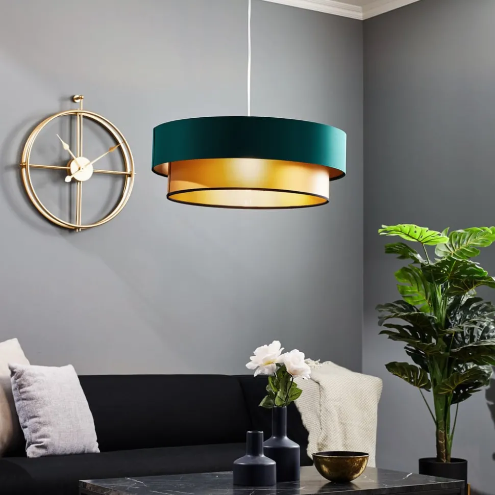 Hanglamp Dorina, groen/goud Ø 60cm
