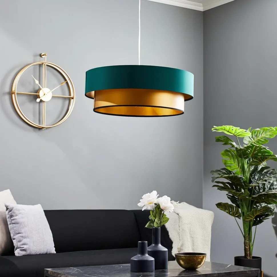 Hanglamp Dorina, groen/goud Ø 60cm