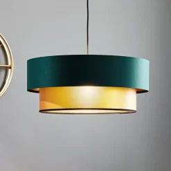Hanglamp Dorina, groen/goud Ø 50cm