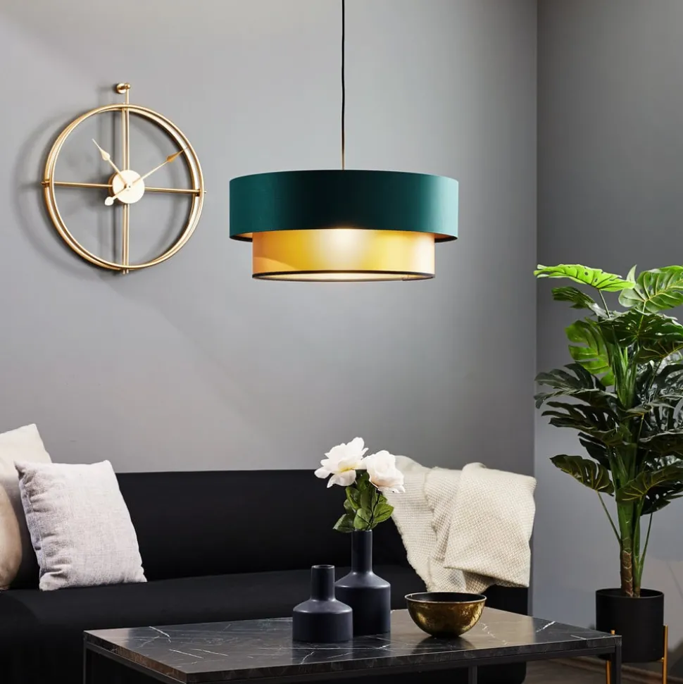 Hanglamp Dorina, groen/goud Ø 50cm