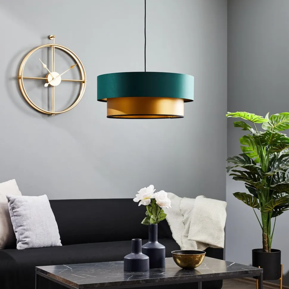 Hanglamp Dorina, groen/goud Ø 50cm