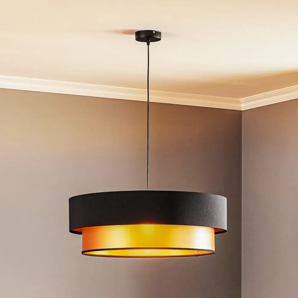 Hanglamp Dorina, zwart/goud Ø 60cm