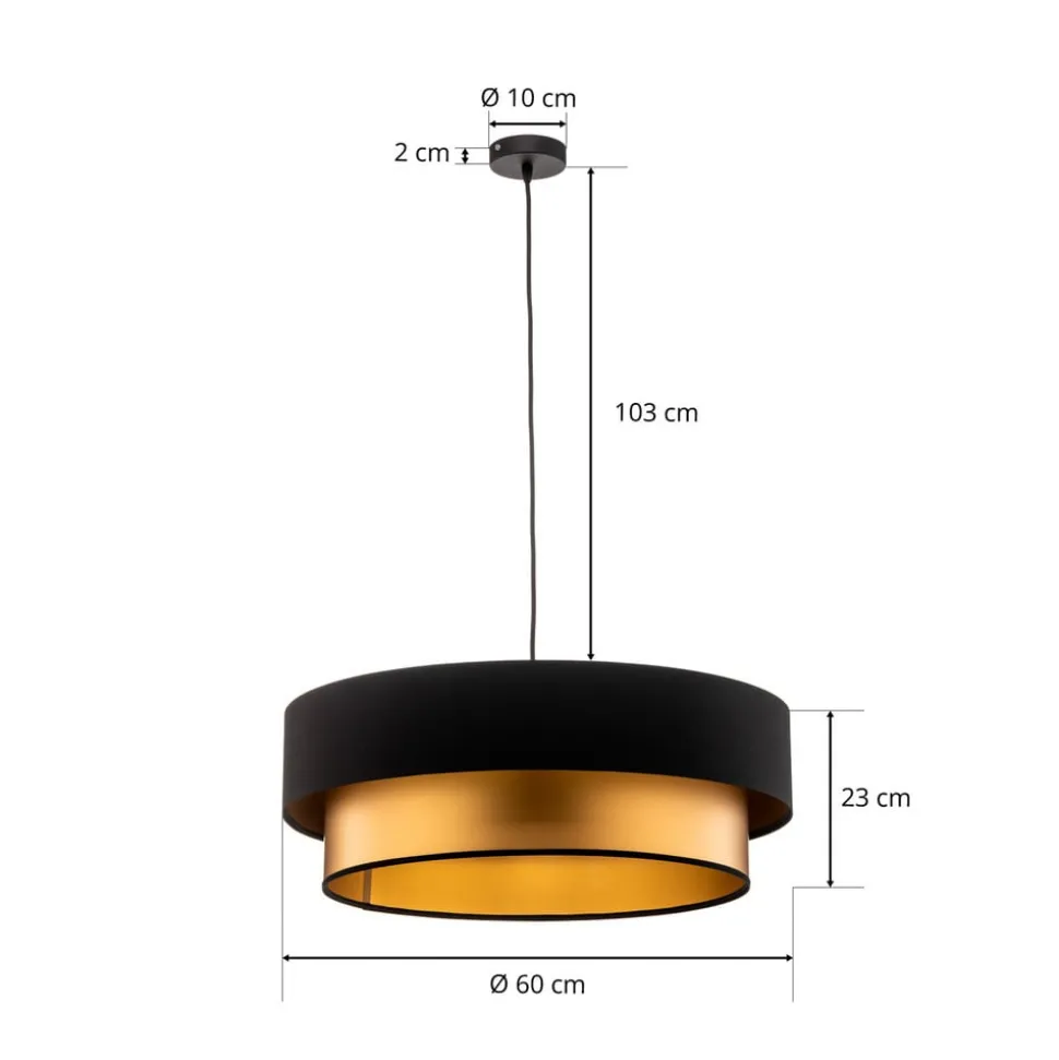 Hanglamp Dorina, zwart/goud Ø 60cm