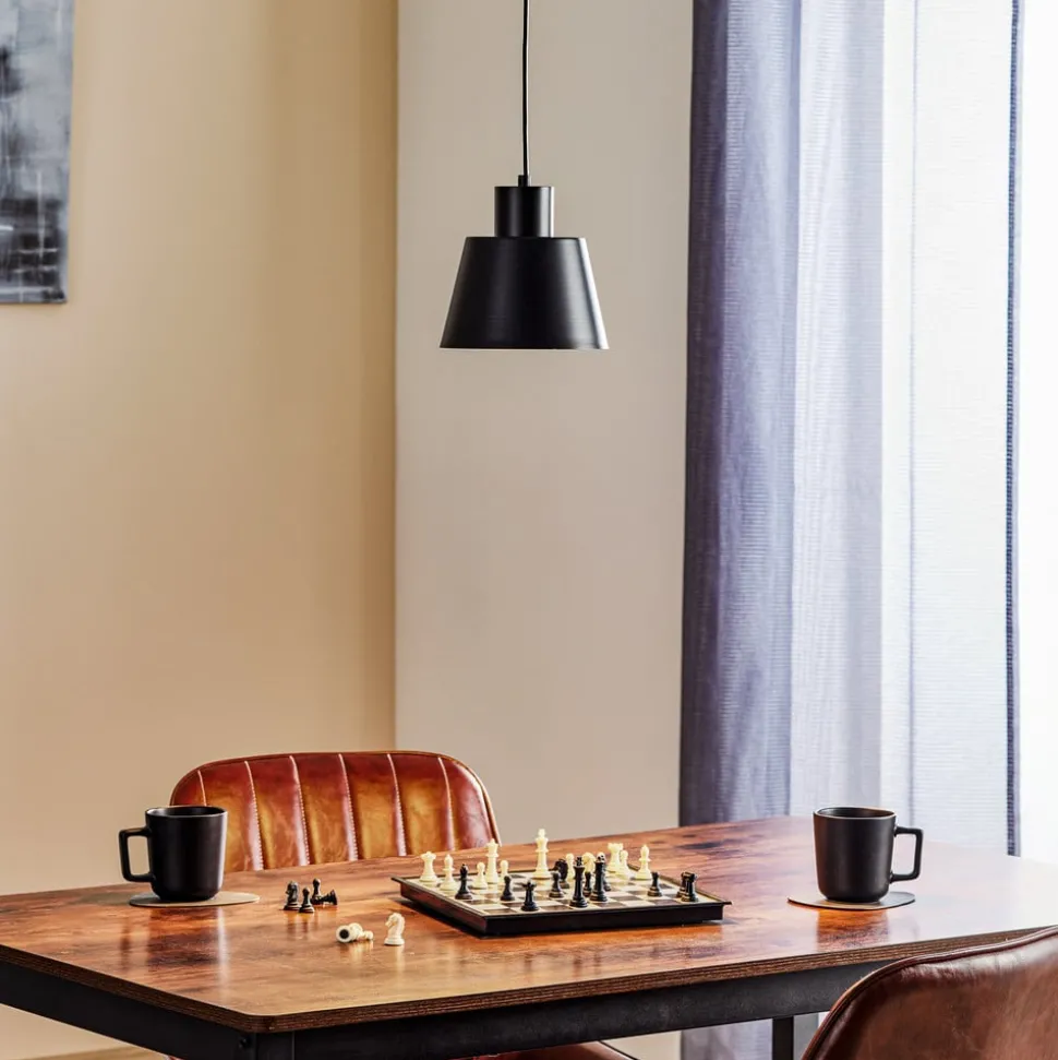 Hanglamp Dunka 1 met een metalen kap, zwart