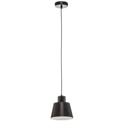 Hanglamp Dunka 1 met een metalen kap, zwart