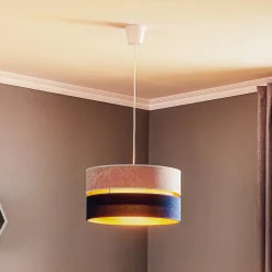 Hanglamp Duo marineblauw/grijs/goud Ø40cm 1-lichts