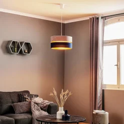 Hanglamp Duo marineblauw/grijs/goud Ø40cm 1-lichts