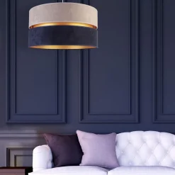 Hanglamp Duo marineblauw/grijs/goud Ø40cm 1-lichts