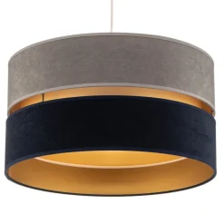 Hanglamp Duo marineblauw/grijs/goud Ø40cm 1-lichts