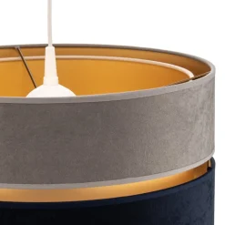 Hanglamp Duo marineblauw/grijs/goud Ø40cm 1-lichts