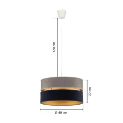 Hanglamp Duo marineblauw/grijs/goud Ø40cm 1-lichts