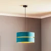 Hanglamp Duo, turquoise/goud, Ø40cm, 1-lamp