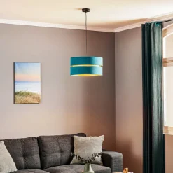 Hanglamp Duo, turquoise/goud, Ø40cm, 1-lamp