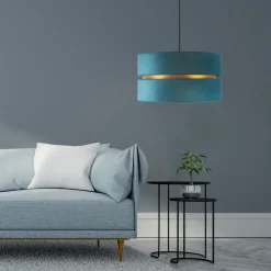 Hanglamp Duo, turquoise/goud, Ø40cm, 1-lamp