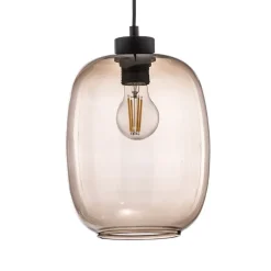Hanglamp Elio, glas, bruin/helder/grijs, 3-lamps, decentraal