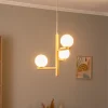 Hanglamp Estera, opaalglas, hout, 3-lamps