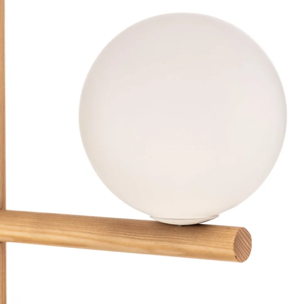 Hanglamp Estera, opaalglas, hout, 3-lamps