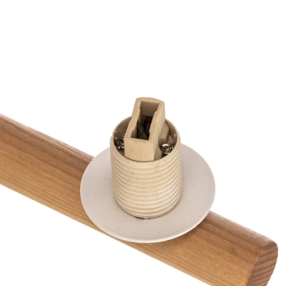 Hanglamp Estera, opaalglas, hout, 3-lamps