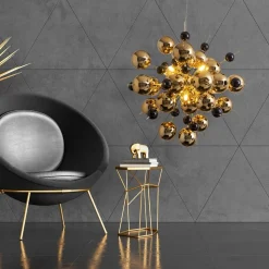 Hanglamp Explosion met gouden bollen