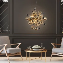 Hanglamp Explosion met gouden bollen