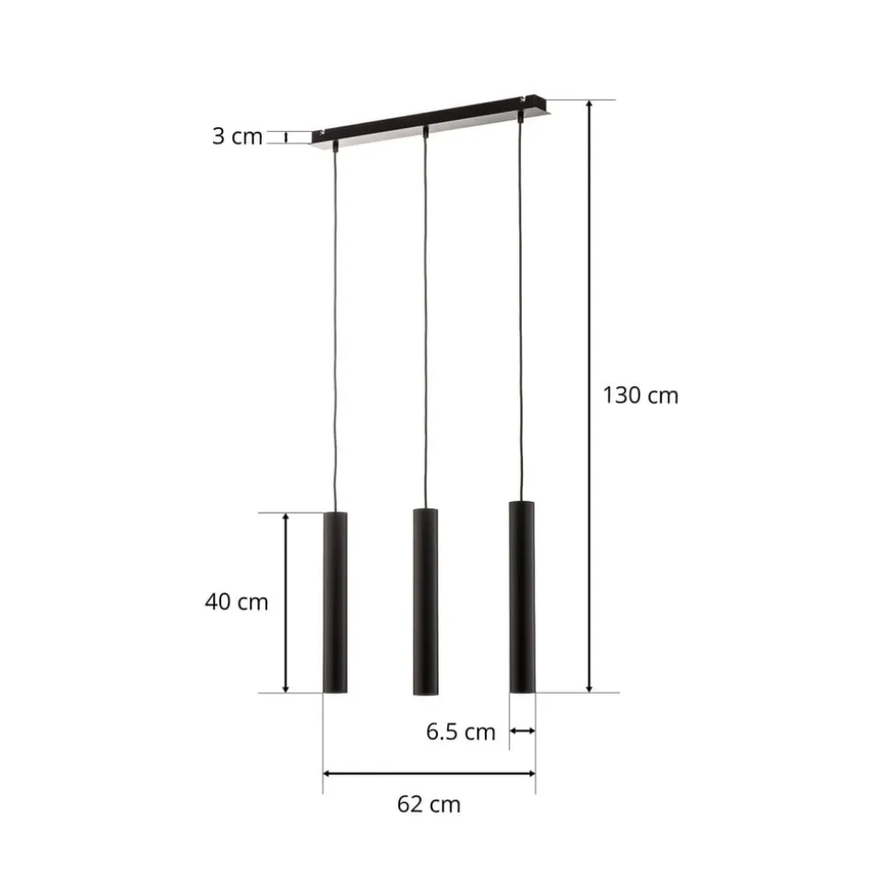 Hanglamp Eye, zwart, 3-lamps