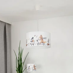 Hanglamp Ferdi Kids, textiel, wit, kleurrijk