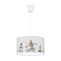Hanglamp Ferdi Kids, textiel, wit, kleurrijk