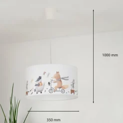 Hanglamp Ferdi Kids, textiel, wit, kleurrijk