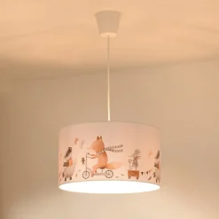 Hanglamp Ferdi Kids, textiel, wit, kleurrijk