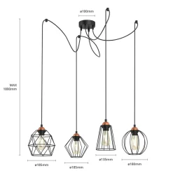 Hanglamp Galaxy met vier kooikap