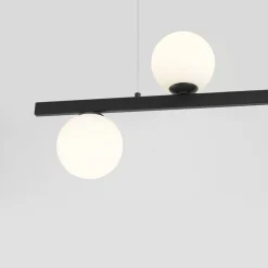 Hanglamp Garda 5, balk, metaal, glas, zwart, 5-lamps.