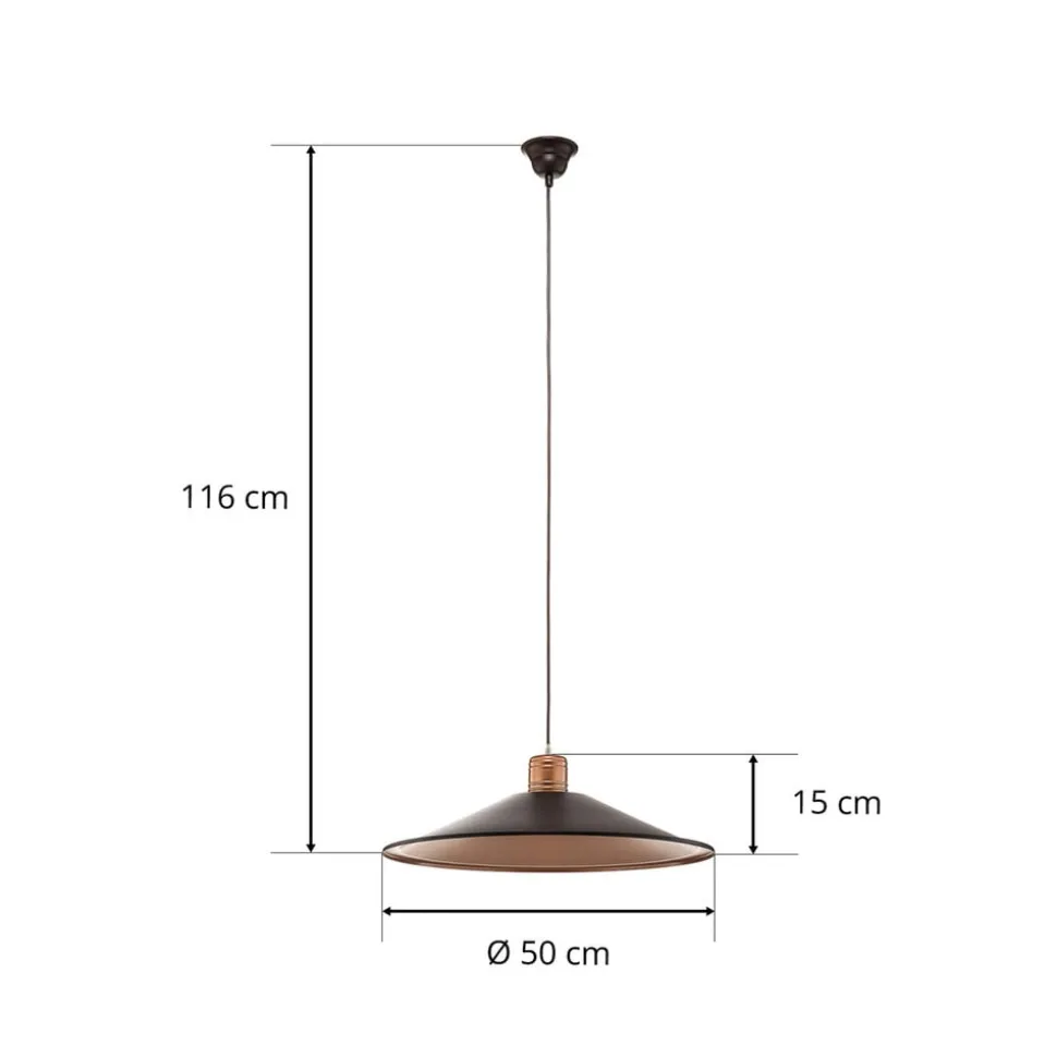 Hanglamp Garret I in donkerbruin/koper Ø 50 cm