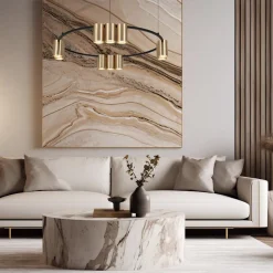 Hanglamp Genesis, aluminium, zwart/goud, 10 x GU10, Ø 60 cm