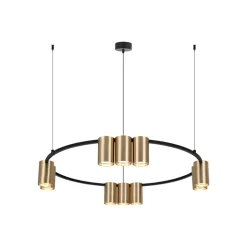 Hanglamp Genesis, aluminium, zwart/goud, 10 x GU10, Ø 60 cm